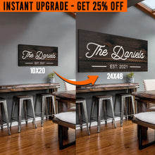 Load image into Gallery viewer, Upgrade Your 20x10 Inches 'Family Name' (Style 2) Canvas To 48x24 Inches
