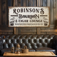 Load image into Gallery viewer, Personalized Bourbon and Cigar Bar Sign