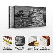 Load image into Gallery viewer, Where Love Grows And Laughter Flows Family Names Sign