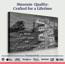 Load image into Gallery viewer, Where Love Grows And Laughter Flows Family Names Sign