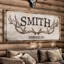 Load image into Gallery viewer, Personalized Family Antler Sign V