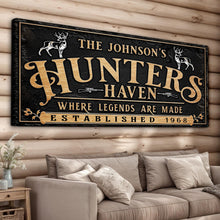 Load image into Gallery viewer, Personalized Hunters Haven Family Sign II