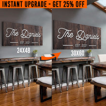 Load image into Gallery viewer, Upgrade Your 48x24 Inches 'Family Name' (Style 1) Canvas To 60x30 Inches
