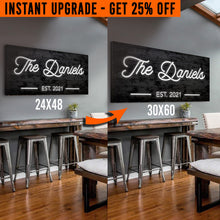 Load image into Gallery viewer, Upgrade Your 48x24 Inches 'Family Name' (Style 3) Canvas To 60x30 Inches