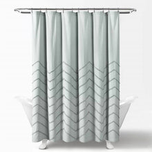 Load image into Gallery viewer, 72-inch Pastel Blue Chenille Cotton Shower Curtain with Chevron Pattern