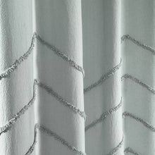 Load image into Gallery viewer, 72-inch Pastel Blue Chenille Cotton Shower Curtain with Chevron Pattern