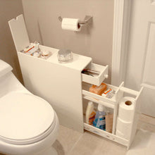 Load image into Gallery viewer, Space Saving Bathroom Floor Cabinet in White Wood Finish