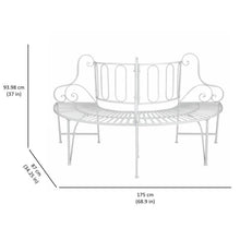 Load image into Gallery viewer, Half-Circle White Metal Outdoor Patio Garden Tree Bench