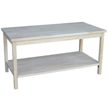 Load image into Gallery viewer, Unfinished Solid Wood Rectangular Coffee Table with Bottom Shelf