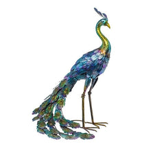 Load image into Gallery viewer, Outdoor Garden Metal Blue/Green Peacock Statue