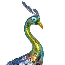 Load image into Gallery viewer, Outdoor Garden Metal Blue/Green Peacock Statue