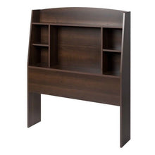 Load image into Gallery viewer, Twin size Bookcase Storage Headboard in Espresso Wood Finish