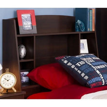 Load image into Gallery viewer, Twin size Bookcase Storage Headboard in Espresso Wood Finish
