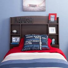 Load image into Gallery viewer, Twin size Bookcase Storage Headboard in Espresso Wood Finish