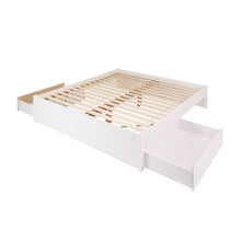 Load image into Gallery viewer, King Size 2 Drawer Storage White Wooden 4 Post Platform Bed  Frame