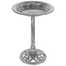 Load image into Gallery viewer, Outdoor Weather Resistant Polyresin Bird Bath in Rustic Aged Silver Finish