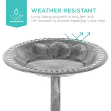Load image into Gallery viewer, Outdoor Weather Resistant Polyresin Bird Bath in Rustic Aged Silver Finish
