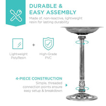 Load image into Gallery viewer, Outdoor Weather Resistant Polyresin Bird Bath in Rustic Aged Silver Finish