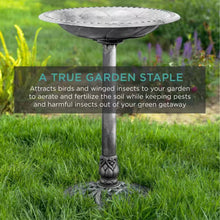 Load image into Gallery viewer, Outdoor Weather Resistant Polyresin Bird Bath in Rustic Aged Silver Finish
