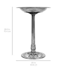 Load image into Gallery viewer, Outdoor Weather Resistant Polyresin Bird Bath in Rustic Aged Silver Finish
