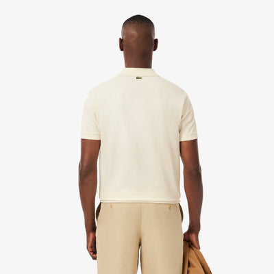 Lacoste Mens Classic Fit Petit Pique Badge Polo - Cream