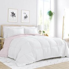 Load image into Gallery viewer, Full/Queen 3-Piece Microfiber Reversible Comforter Set in Blush Pink and White