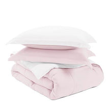Load image into Gallery viewer, Twin/Twin XL 2-Piece Microfiber Reversible Comforter Set Blush Pink and White