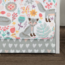 Load image into Gallery viewer, Pink Teal Orange Grey 6 Piece Floral Foxes Daybed Cover Bedding Set