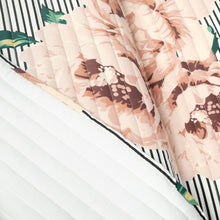 Load image into Gallery viewer, King Size Polyester Black White Striped Rose Floral 3 Piece Quilt Set