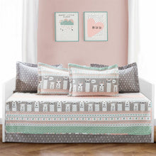 Load image into Gallery viewer, Pink Turquoise Grey White Llama Cactus Southwest 6 Piece Daybed Cover Set