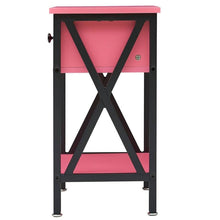 Load image into Gallery viewer, Set of 2 - 1-Drawer Nightstand Bedside Table in Pink and Black