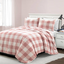 Load image into Gallery viewer, Twin Size Plaid Soft Faux Fur Comforter Set in Pink Blush