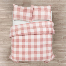 Load image into Gallery viewer, Twin Size Plaid Soft Faux Fur Comforter Set in Pink Blush