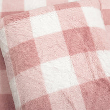 Load image into Gallery viewer, Twin Size Plaid Soft Faux Fur Comforter Set in Pink Blush