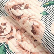 Load image into Gallery viewer, Twin/Twin XL Size Polyester Black White Striped Rose Floral 2 Piece Quilt Set