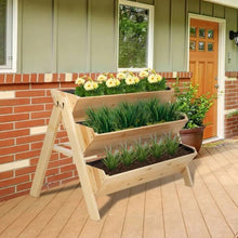 Load image into Gallery viewer, 3-Tier A Frame Fir Wood 3 Elevated Planter Box Raised Garden Bed