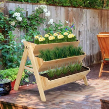 Load image into Gallery viewer, 3-Tier A Frame Fir Wood 3 Elevated Planter Box Raised Garden Bed