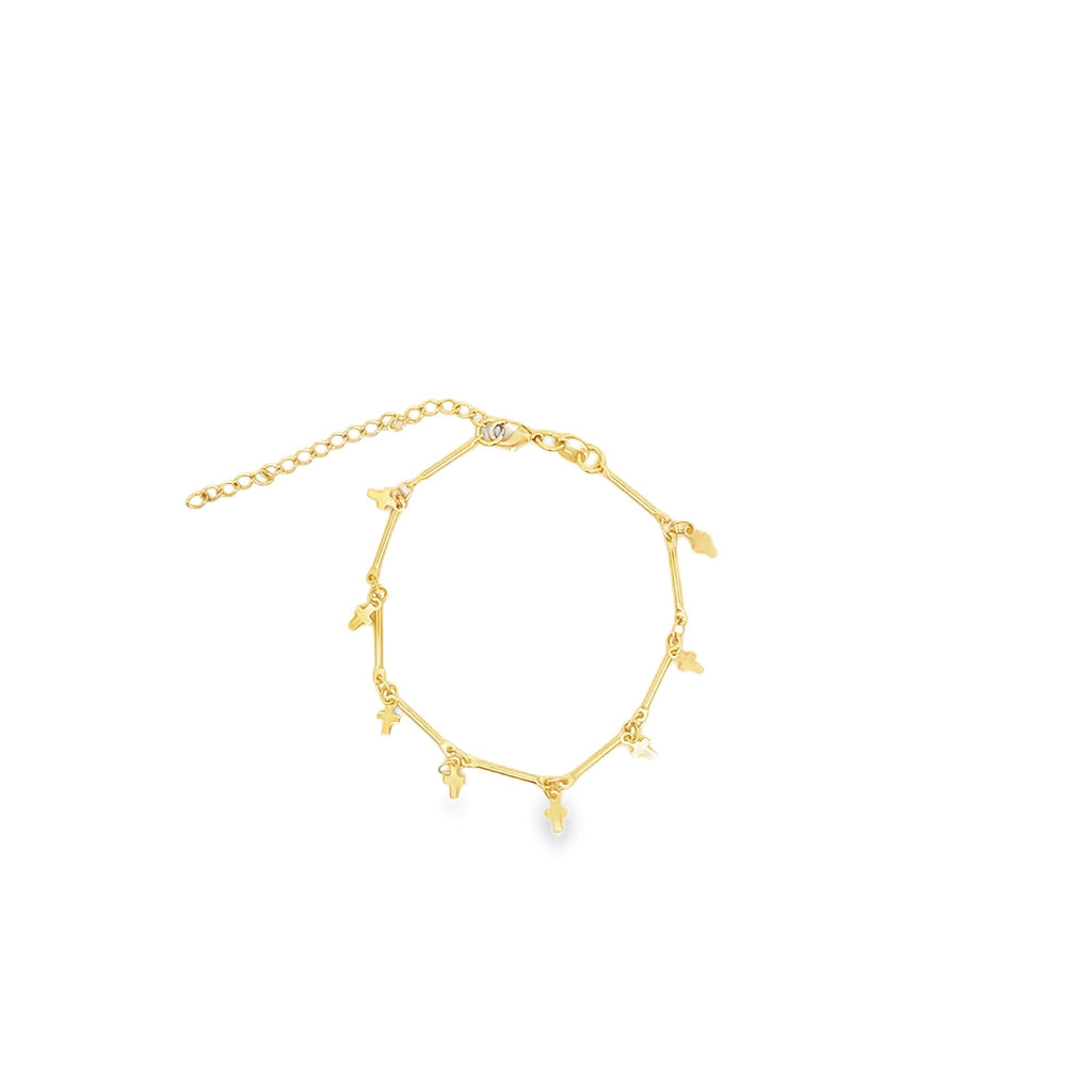 Bar Link Tiny Dangle Cross Charm Bracelet (H260A/E280/I352A)