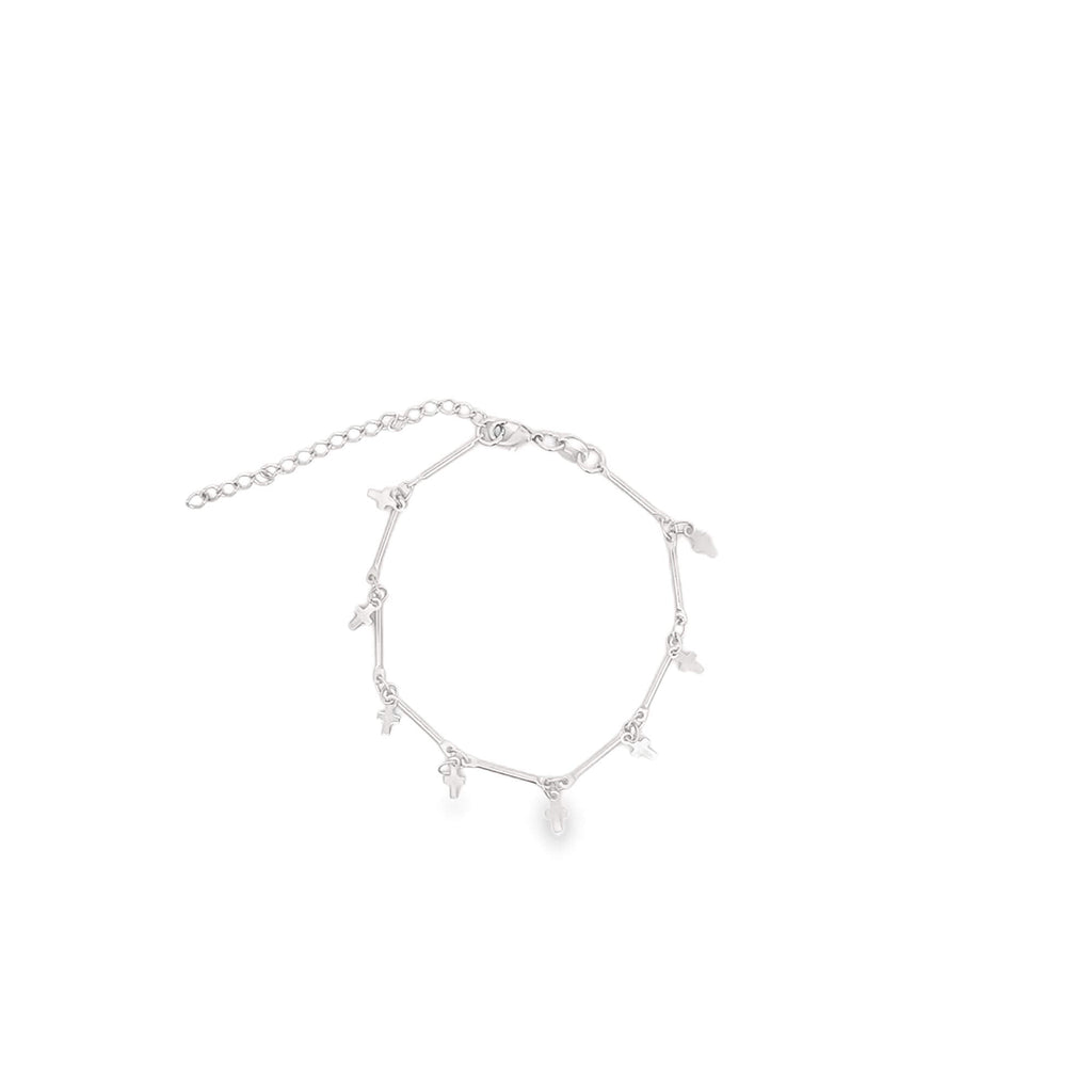 Bar Link Tiny Dangle Cross Charm Bracelet (H260A/E280/I352A)