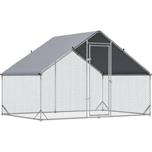 Load image into Gallery viewer, 9.8 Ft x 6.6 Ft. Outdoor Yard Metal Walk-in Chicken Coop with Waterproof Cover