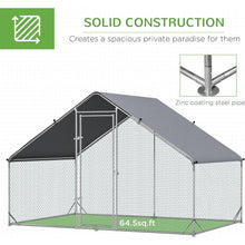 Load image into Gallery viewer, 9.8 Ft x 6.6 Ft. Outdoor Yard Metal Walk-in Chicken Coop with Waterproof Cover