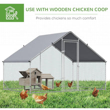 Load image into Gallery viewer, 9.8 Ft x 6.6 Ft. Outdoor Yard Metal Walk-in Chicken Coop with Waterproof Cover