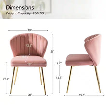 Load image into Gallery viewer, Pink Velvet Upholstered Wingback Accent Side Chair with Gold Metal Legs