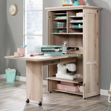 Load image into Gallery viewer, Drop Leaf Computer Desk Craft Table Armoire in Maple Wood Finish - Made in USA