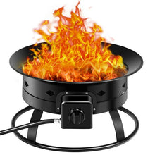 Load image into Gallery viewer, Portable Outdoor Black Metal Propane Fire Pit with Cover and Carry Kit