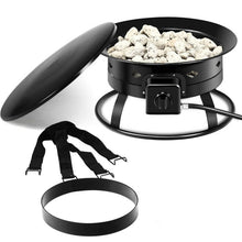 Load image into Gallery viewer, Portable Outdoor Black Metal Propane Fire Pit with Cover and Carry Kit