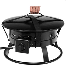 Load image into Gallery viewer, Portable Outdoor Black Metal Propane Fire Pit with Cover and Carry Kit