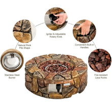 Load image into Gallery viewer, 40,000 BTU Outdoor Circle Stone Gas Propane Fire Pit
