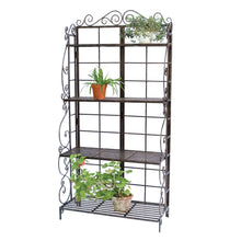 Load image into Gallery viewer, Black Metal Indoor Outdoor Planter Stand with 4 Shelves