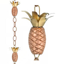 Load image into Gallery viewer, 8.5 Ft. Copper Pineapple Rain Chain Gutter Downspout - Basin Not Included